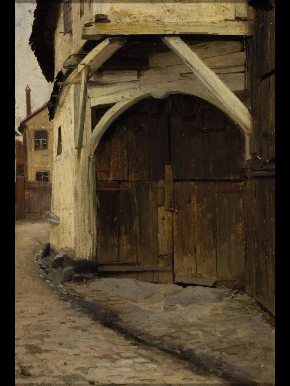 Berthold Genzmer comparable auction result: berthold genzmer 1858 1927 barn door at theend of the