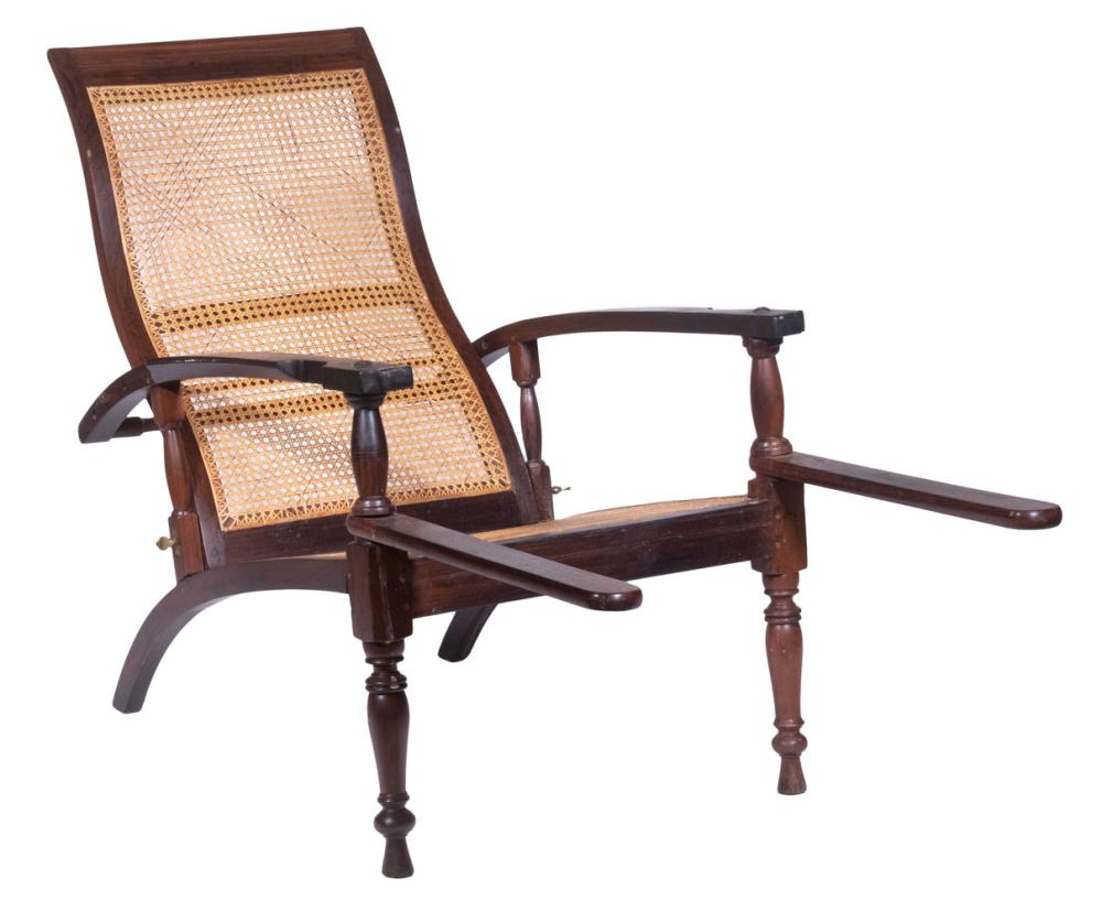 BRITISH COLONIAL PLANTATION CHAIR sold by Thomaston Place Auction Galleries, lot 2197 — auction record photograph