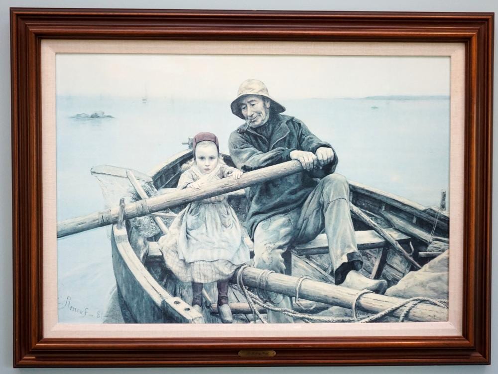 Emile Renouf comparable auction result: emile renouf the helping hand framed print on canvas