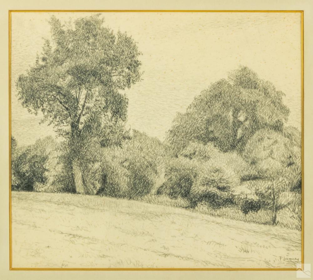 Pierre Jaques comparable auction result: pierre jaques 1913 2000 rural landscape drawing