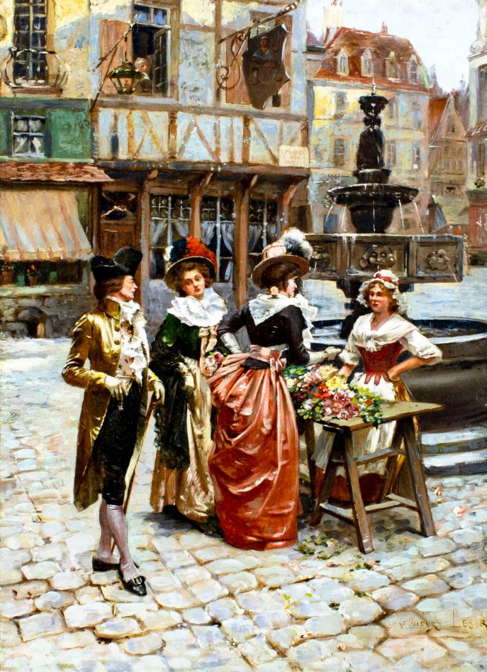 Henri Victor Lesur comparable auction result: henri victor lesur france 1863 1900 oil painting antique