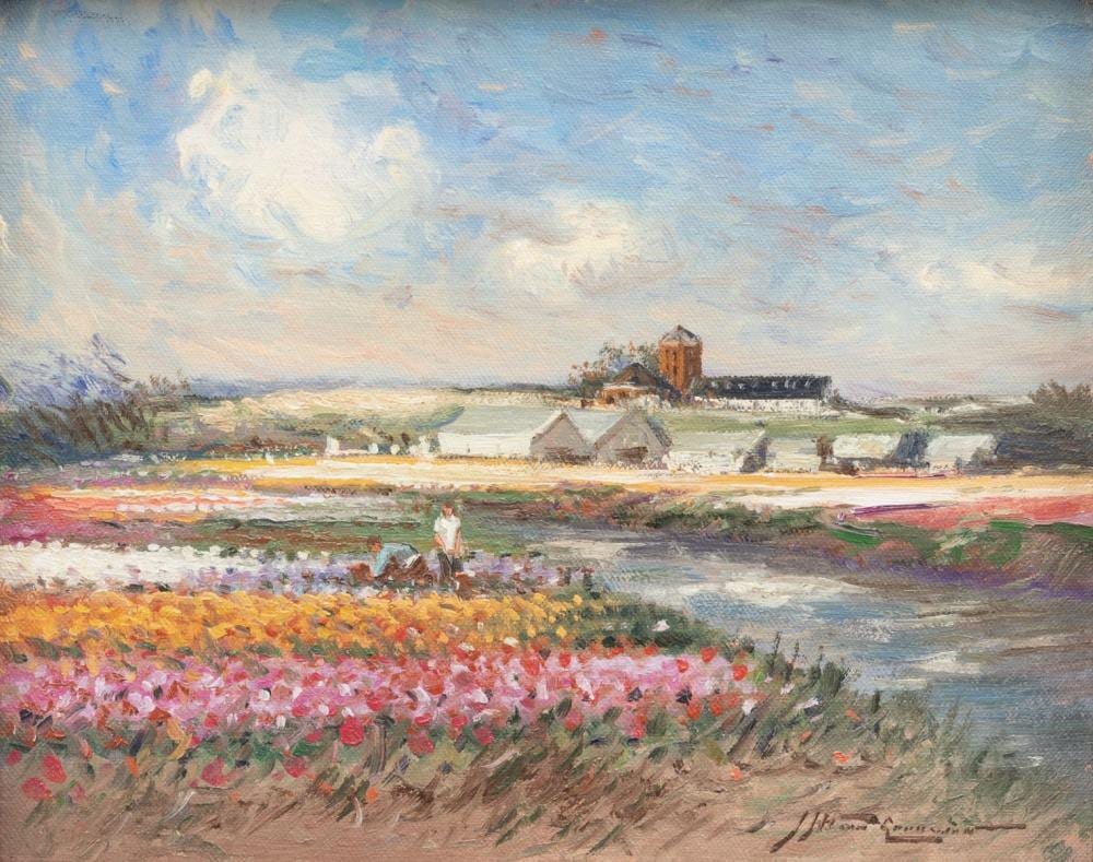Joop Van Leeuwen comparable auction result: joop van leeuwen 1962 tulpenvelden bij de zanderij katwijk