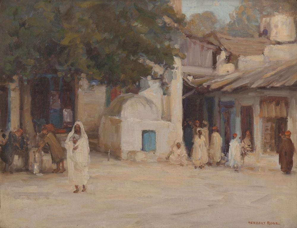 Herbert Rose comparable auction result: herbert rose 1890 1937 street scene oil on canvas on board