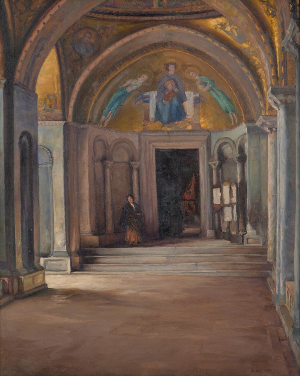 Herbert Rose comparable auction result: herbert rose 1890 1937 church scene with figure oil on canvas laid on board 75 x 60cm