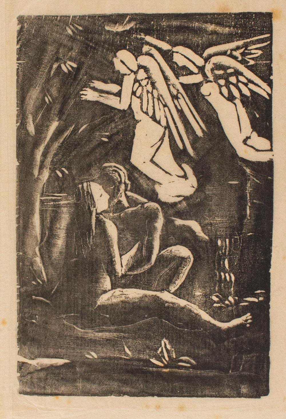 Georg Merkel comparable auction result: georg merkel 1881 1976 liebespaar mit engeln two lovers with angels 20 jh
