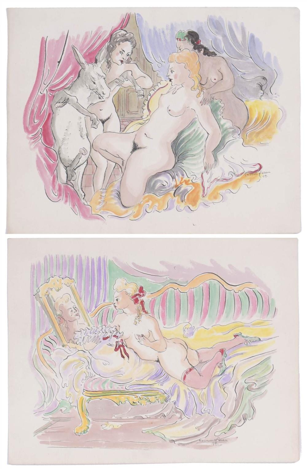 Joan Commeleran Carrera comparable auction result: joan commeleran carrera 1902 1992 pair of drawings 1939