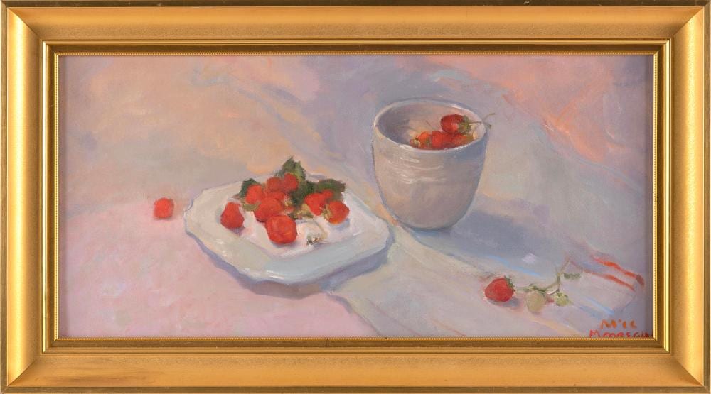 A. Mongeau comparable auction result: alice mongeau massachusetts contemporary strawberries on the table oil on canvas 12 x 24 framed 15 x 27