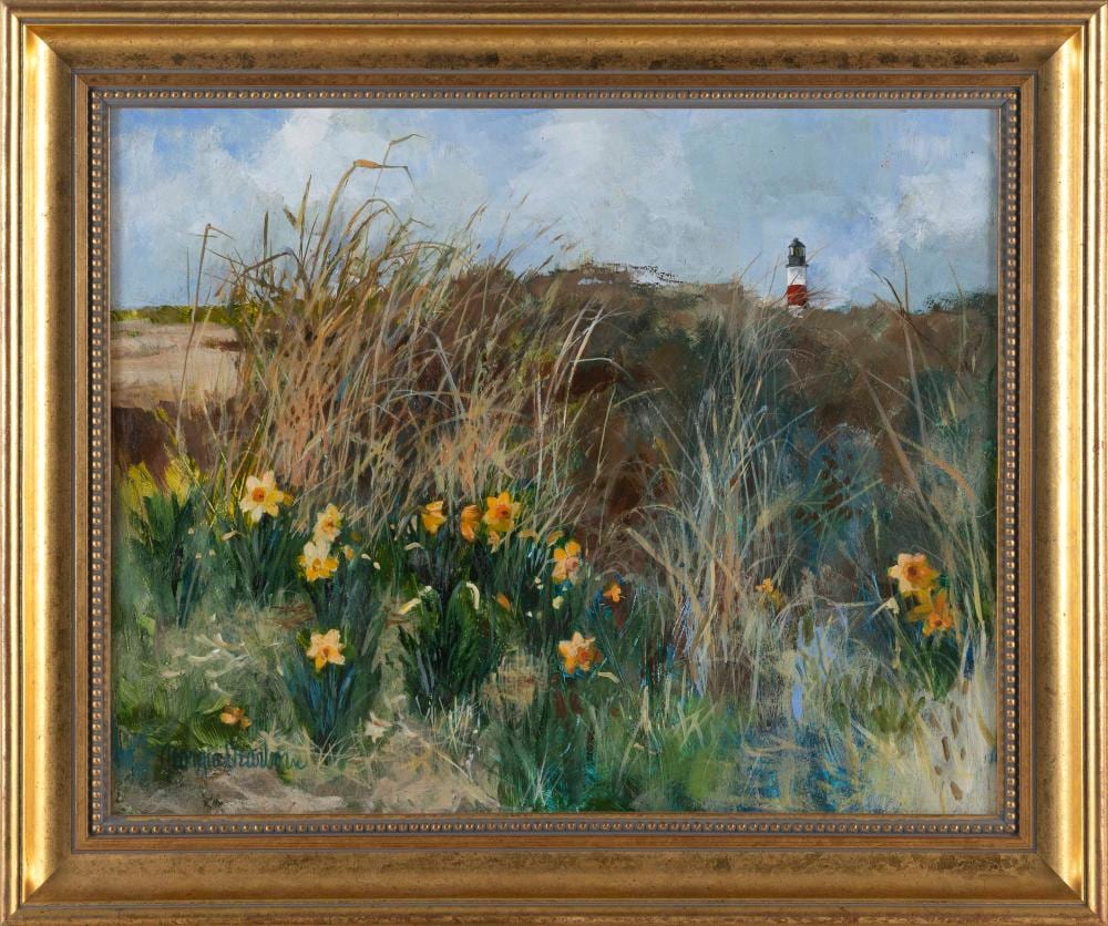 Georgia Dearborn comparable auction result: georgia dearborn massachusetts 1952 jonquils and grasses at nauset light oil on board 16 x 20 framed 21 x 24