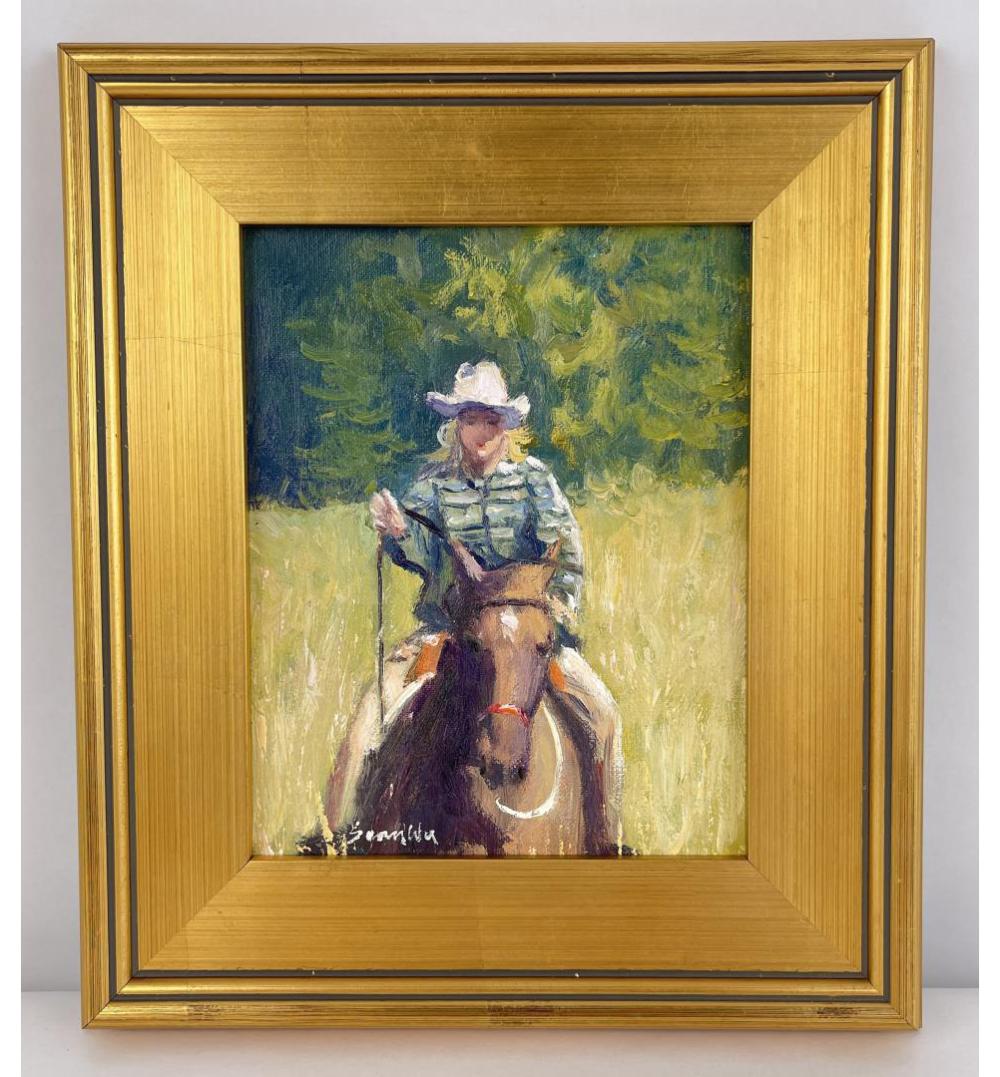Sean Wu comparable auction result: sean wu oil on canvas cowgirl painting