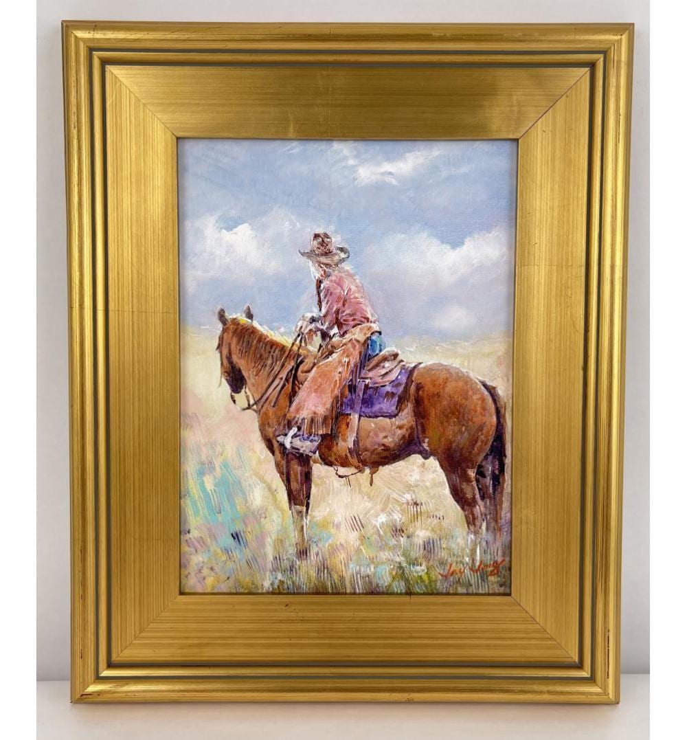 Jay Jung comparable auction result: jay jung oil on canvas cowgirl painting