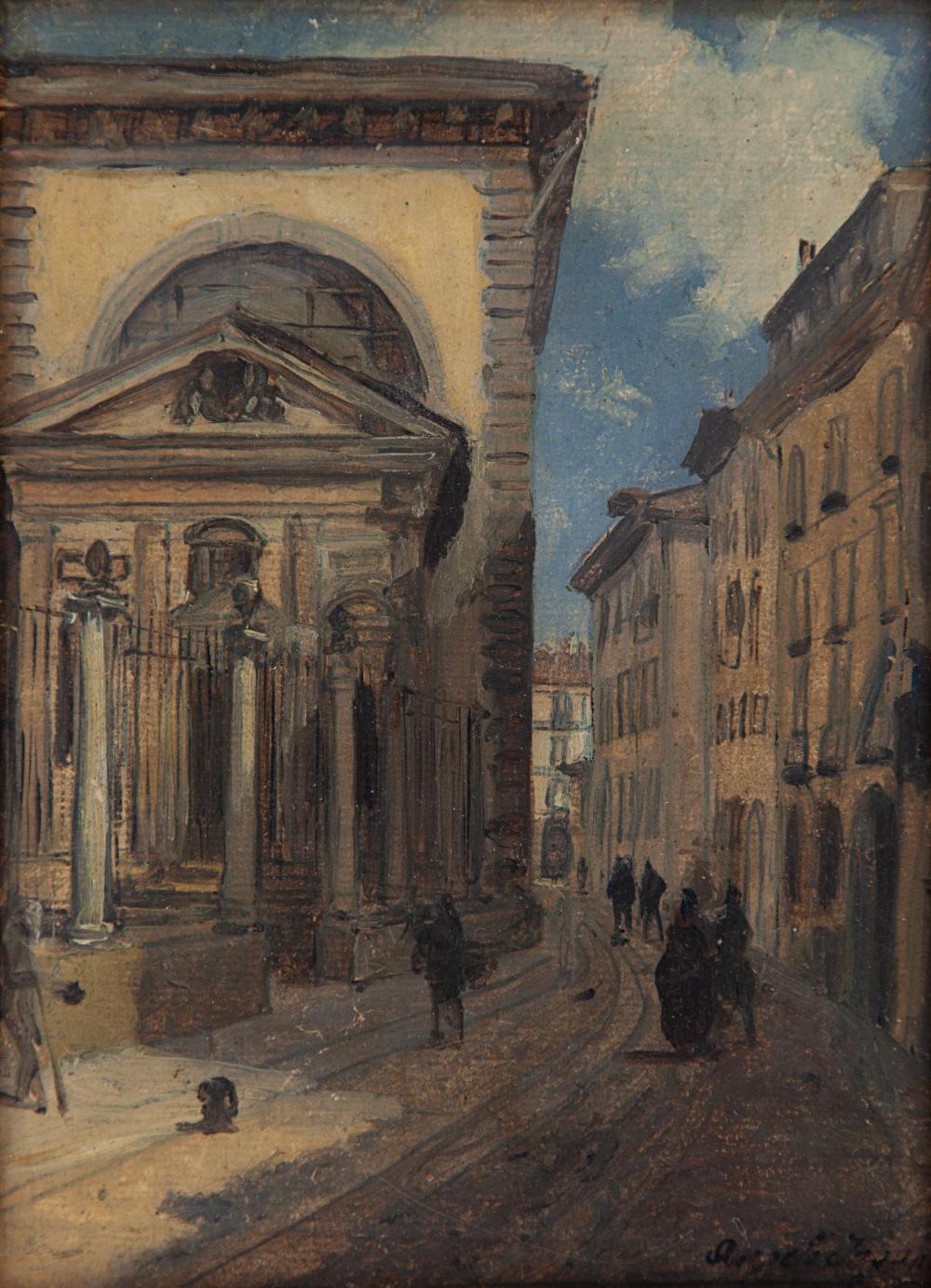 Angelo Inganni comparable auction result: angelo inganni una via di milano