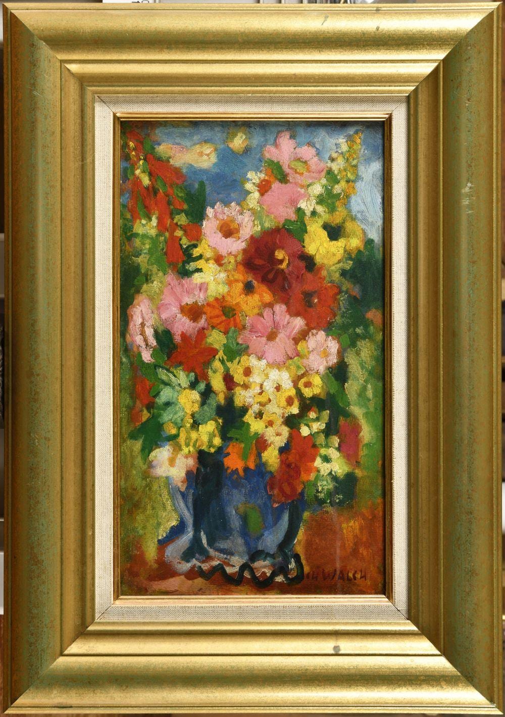 Charles Walch comparable auction result: charles walch 1896 1948 bouquet de fleurs au vase bleu huile sur pann