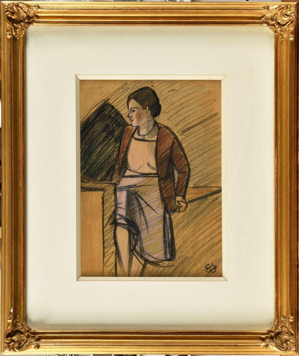 Georges Joubin comparable auction result: georges joubin 1888 1983 jeune fille sur la terrasse fusain et pastel