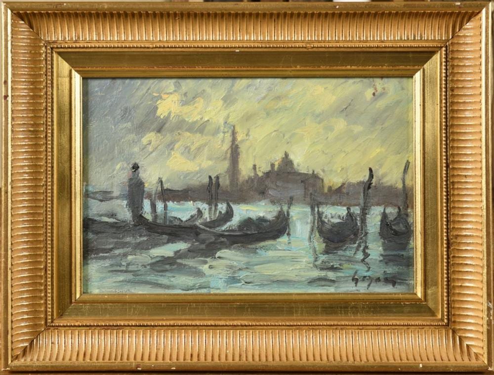 Pierre Gogois comparable auction result: pierre gogois n en 1935 gondoles venise au cr puscule huile sur to