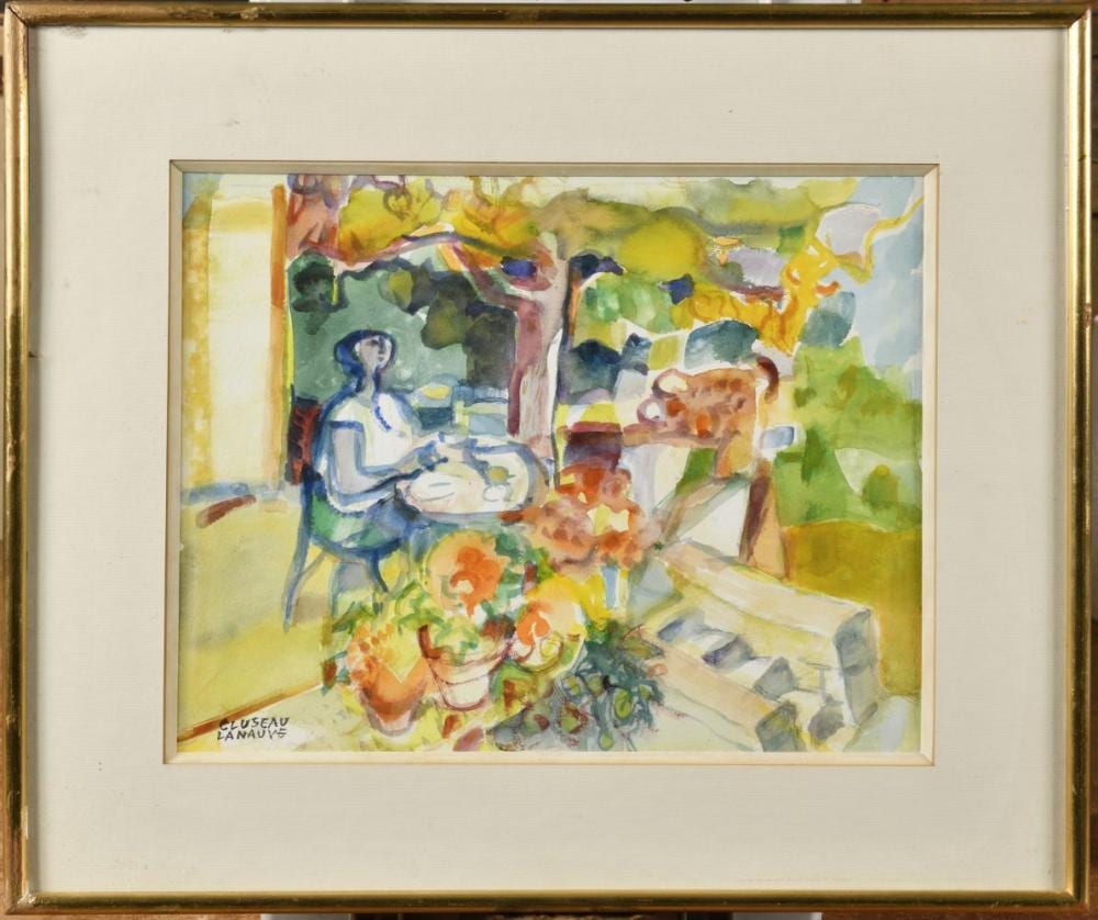 Jean Cluseau-Lanauve comparable auction result: jean cluseau lanauve 1914 1997 sur la terrasse 1992 gouache sur papi