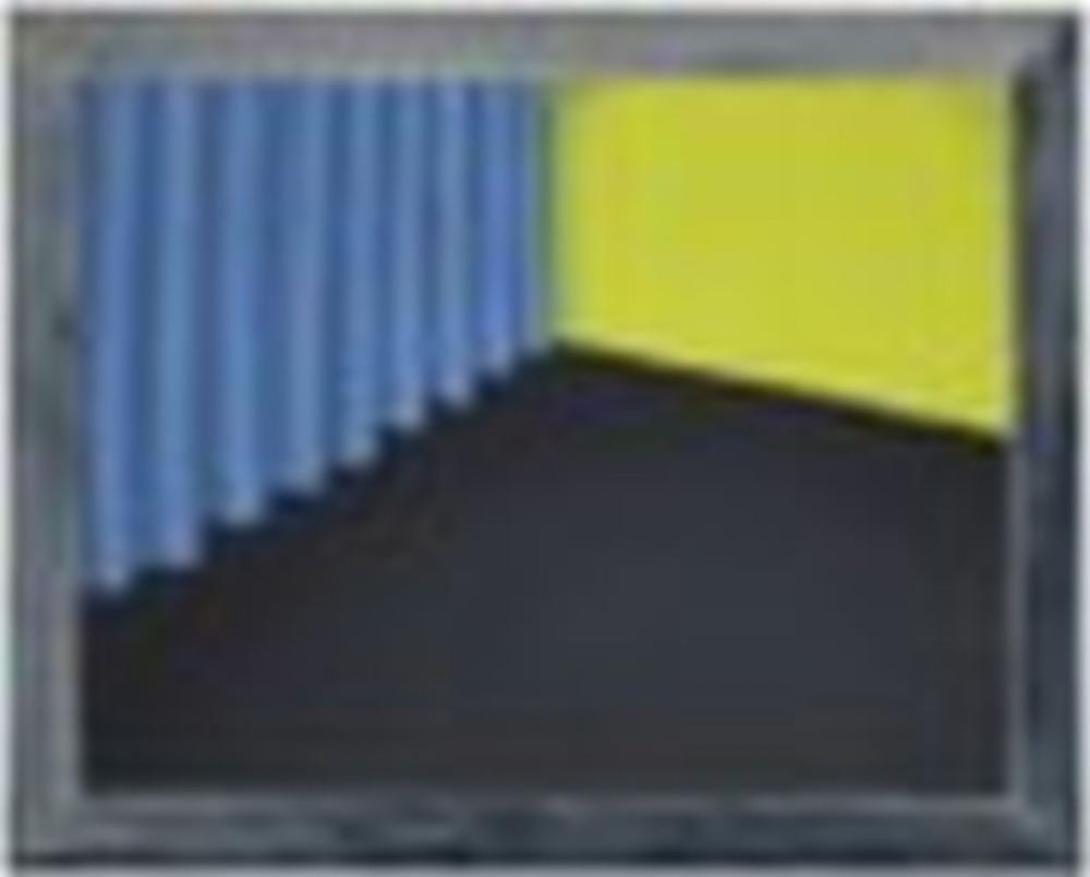 Jedd Garet comparable auction result: jedd garet b 1955 interior with blue curtain acrylic on wood 31 1 8 x 39