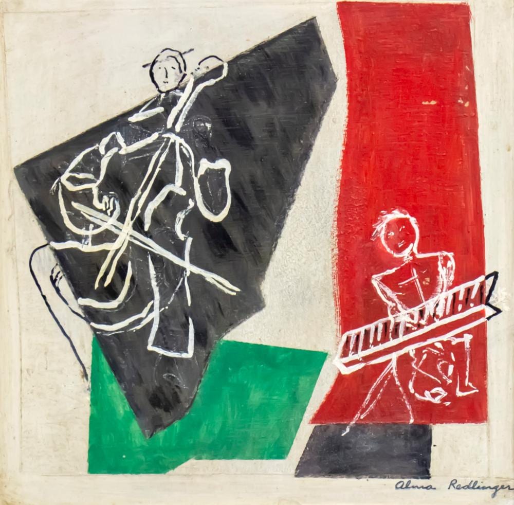 Alma Redlinger comparable auction result: alma redlinger romanian 1924 2017 musicians oil on board
