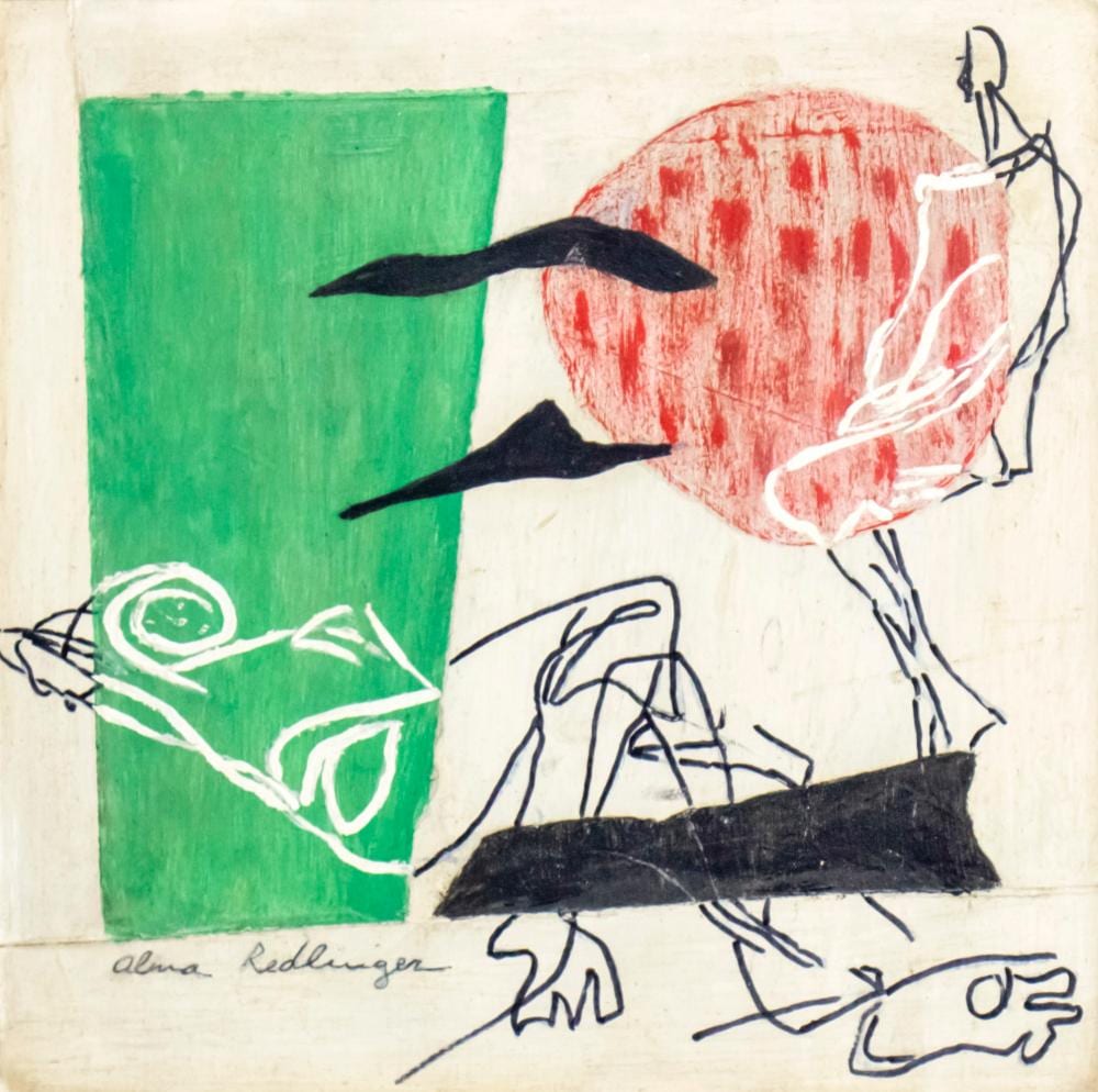 Alma Redlinger comparable auction result: alma redlinger romanian 1924 2017 figures oil on board