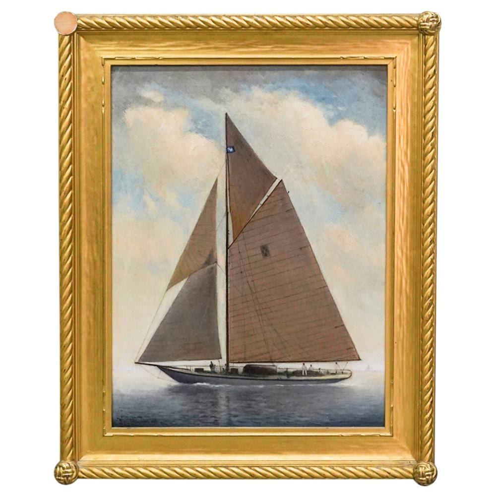 Marshall Johnson comparable auction result: marshall johnson american 1850 1921 nautical oil on canvas painting