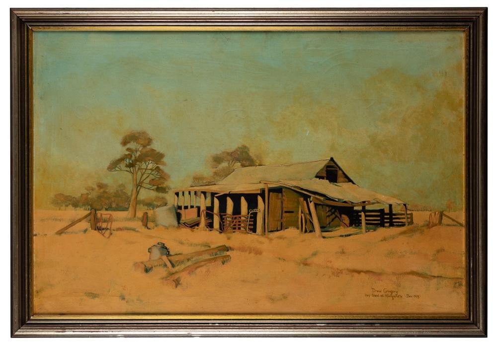 Drew Gregory comparable auction result: drew gregory born 1947 hay shed at wangaratta 1973