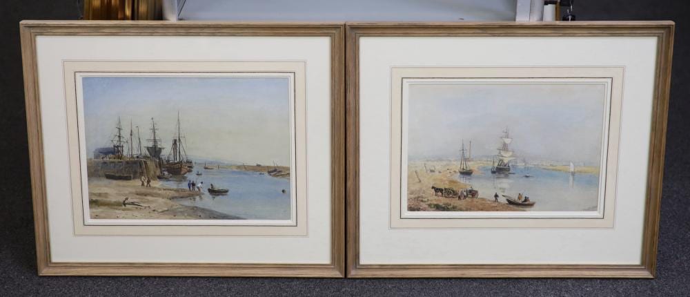 Frederick Nash comparable auction result: frederick nash british 1782 1856 kingston pier sussex and between kingston and shoreham sussex pair of watercolours 21 5 x 31cm