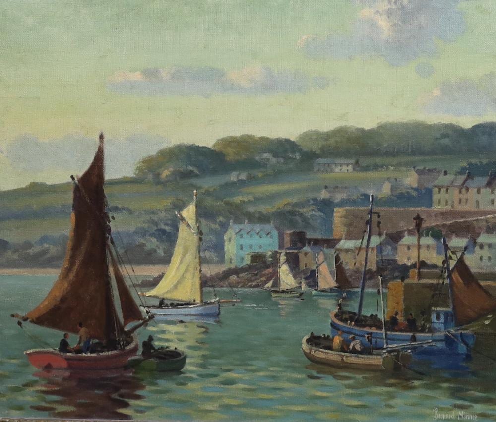 Bernard Ninnes comparable auction result: bernard ninnes english 1899 1971 fishing boats in a cornish harbour oil on canvas 50 x 60cm