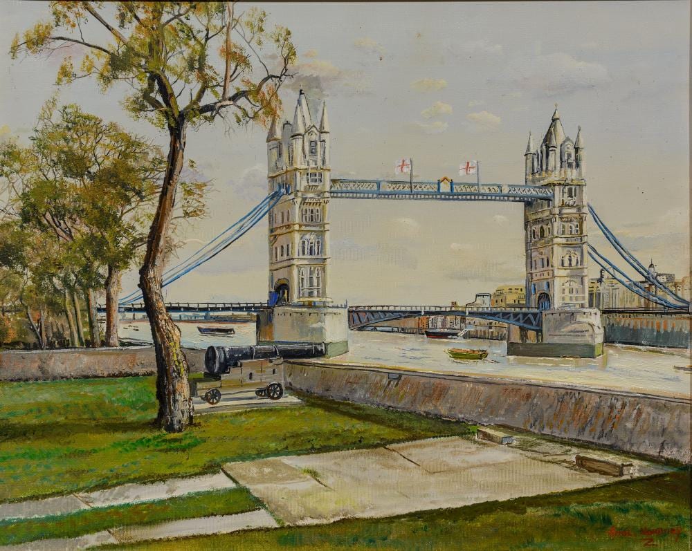 Errol Norbury comparable auction result: errol norbury sa born 1949 oil tower bridge signed 40 x 50