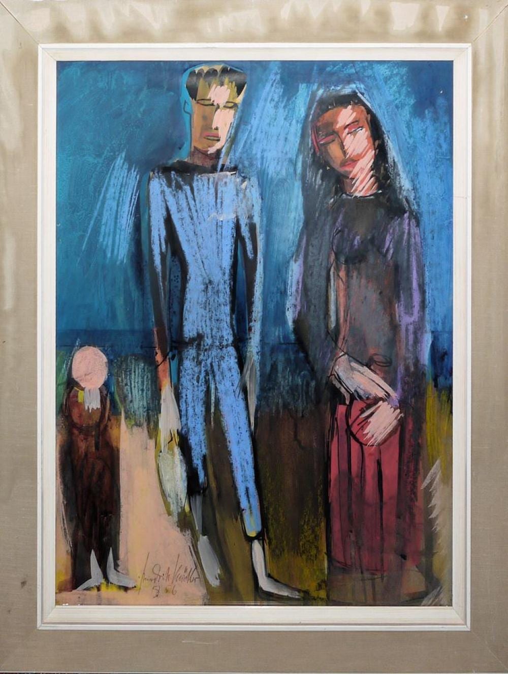 Friedrich Knödler comparable auction result: friedrich kn dler die sammler und o t vier arbeiten mischtechnik lgem lde 1955 1961 gerahmt