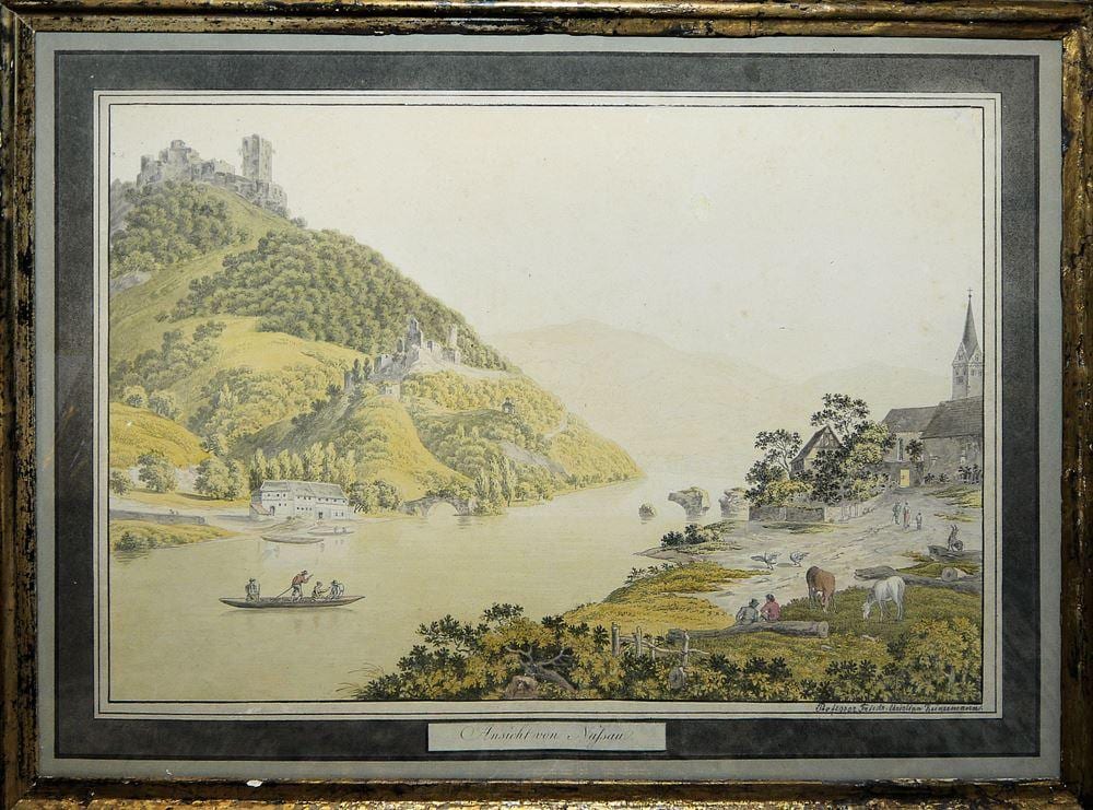 Friedrich Christian Reinermann comparable auction result: friedrich christian reinermann ansicht von nassau altkolorierte radierung