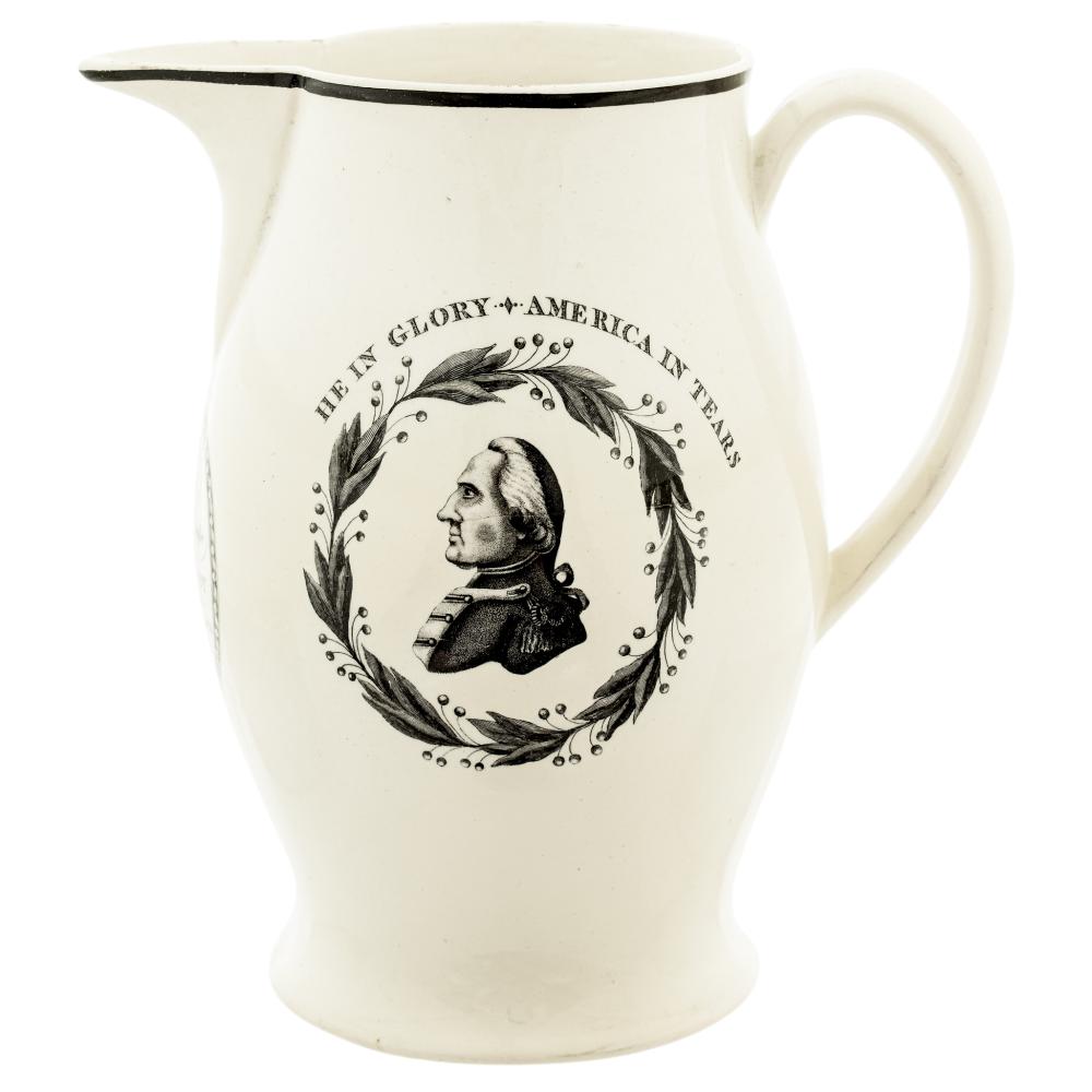 1800 George Washington Jacob Perkins Funeral Urn Medal Design Liverpool Pitcher sold by Early American History Auctions, lot 75 — auction record photograph