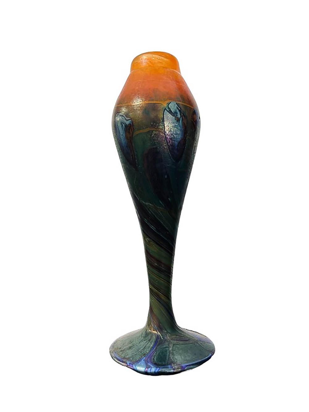 Ada Loumani comparable auction result: ada loumani 1959 vase en verre souffl bleu vert et orange sign