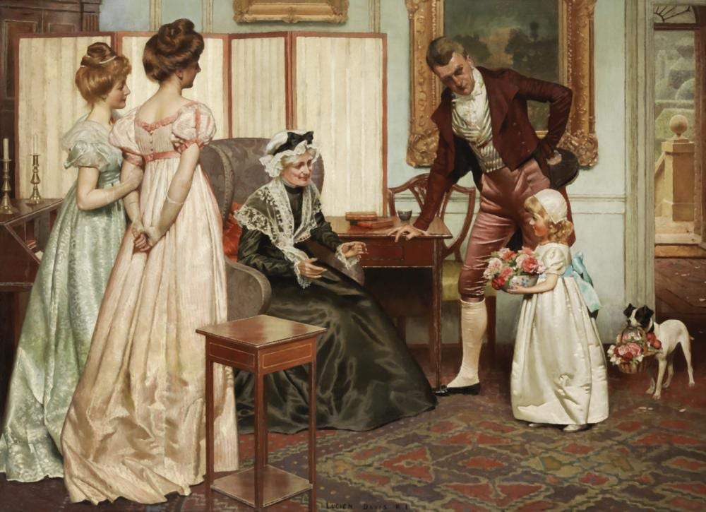 Lucien Davis comparable auction result: lucien davis british 1860 1941 presenting a bouquet