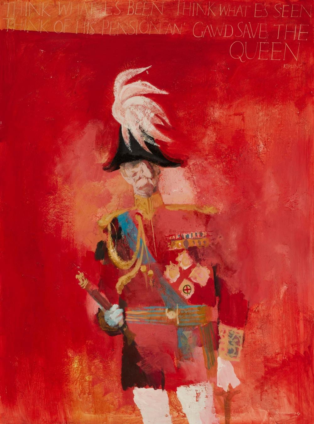Harold Wood comparable auction result: harold wood 1918 2004 think what e s been think what e s seen kipling 1967 oil and sand on masonite 46 h x 34 w