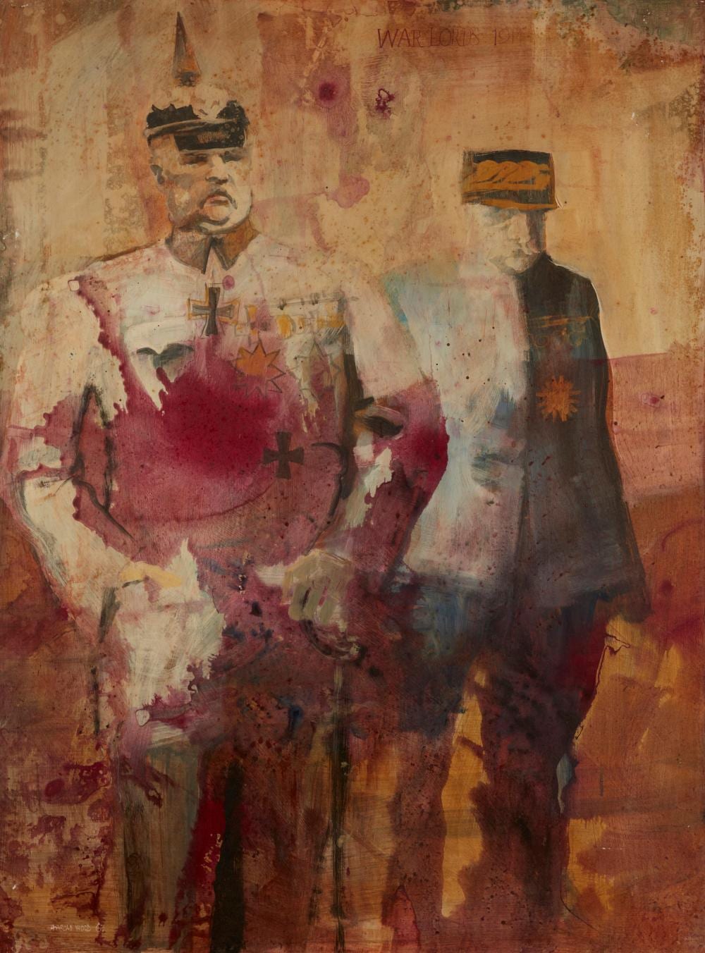 Harold Wood comparable auction result: harold wood 1918 2004 war lords 1914 1967 oil on masonite 46 h x 34 w