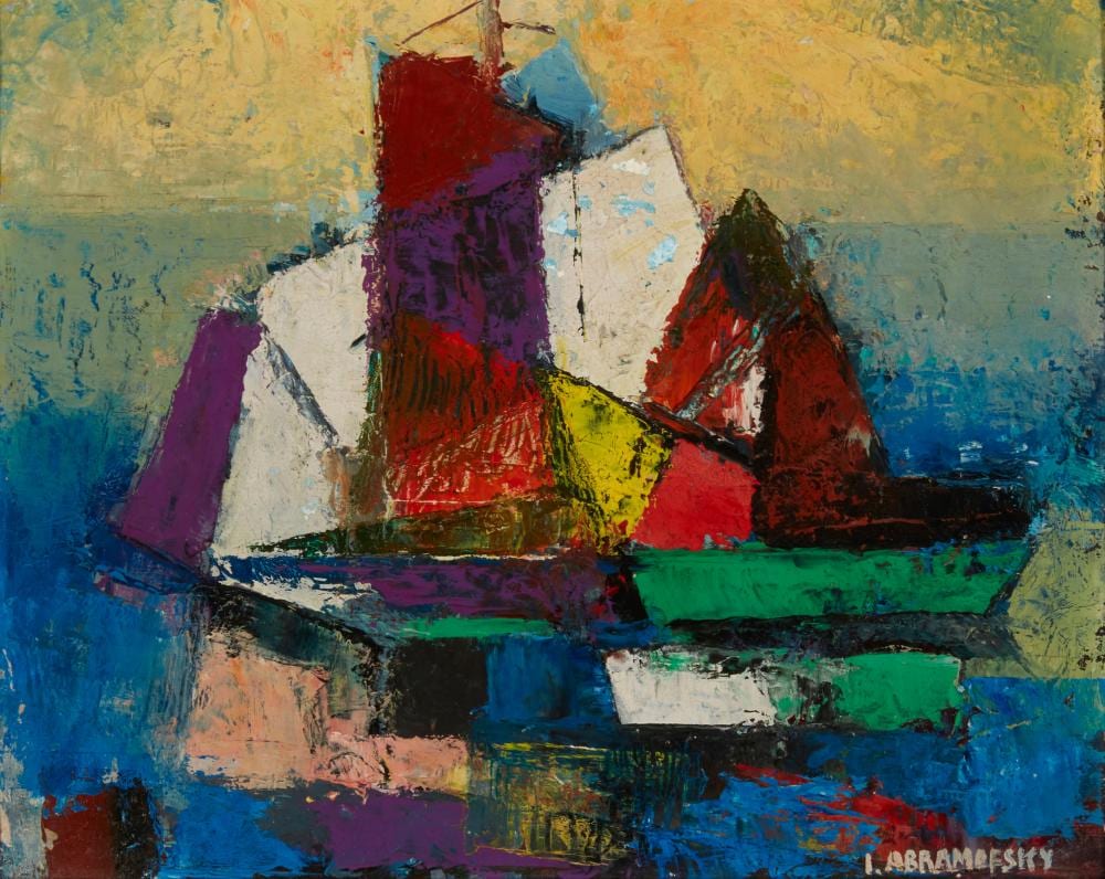Israel Abramofsky comparable auction result: israel abramofsky 1888 1975 abstract oil on artist board 8 75 h x 10 25 w