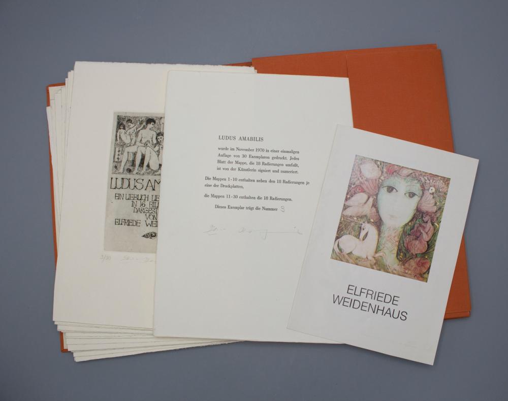 Elfriede Weidenhaus comparable auction result: elfriede weidenhaus 1931 2023 ludus amabiles ein lieblich liebesspiel dargestellt in 18 bildern a map with 18 engravings 1970