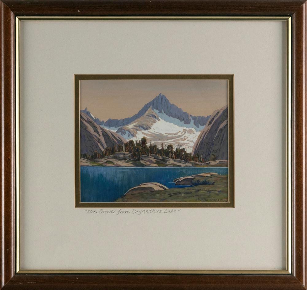 Leland S. Curtis comparable auction result: leland s curtis california colorado 1897 1989 mt brewer from bryanthus lake gouache on paper 6 x 7 sight framed 14 x 14 5