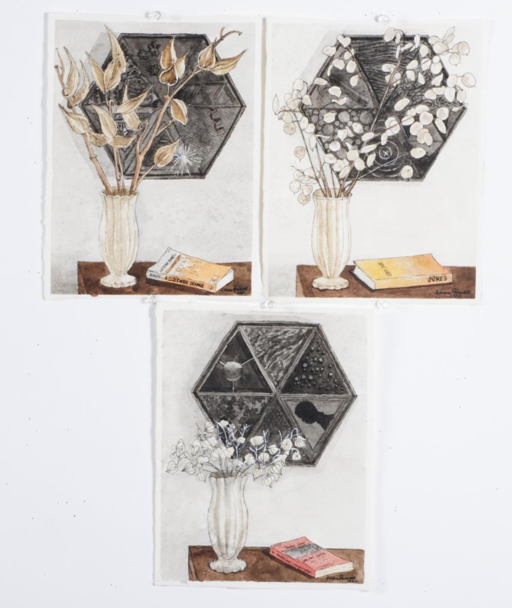 James Spencer Russell comparable auction result: james spencer russell indiana milkweed 1990 money plant 1990 skullcap 1990 watercolor 11 h x 8 1 2 w