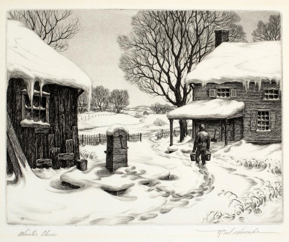 Ronau William Woiceske comparable auction result: ronau william woiceske 1887 1953 winter chores 1939
