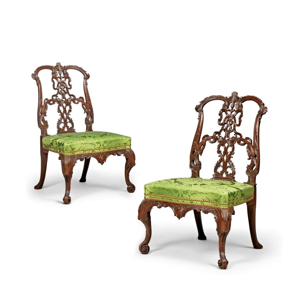 Thomas Locke (1826) Worthington comparable auction result: a pair of george ii mahogany ribbon back side chairs after a design by thom
