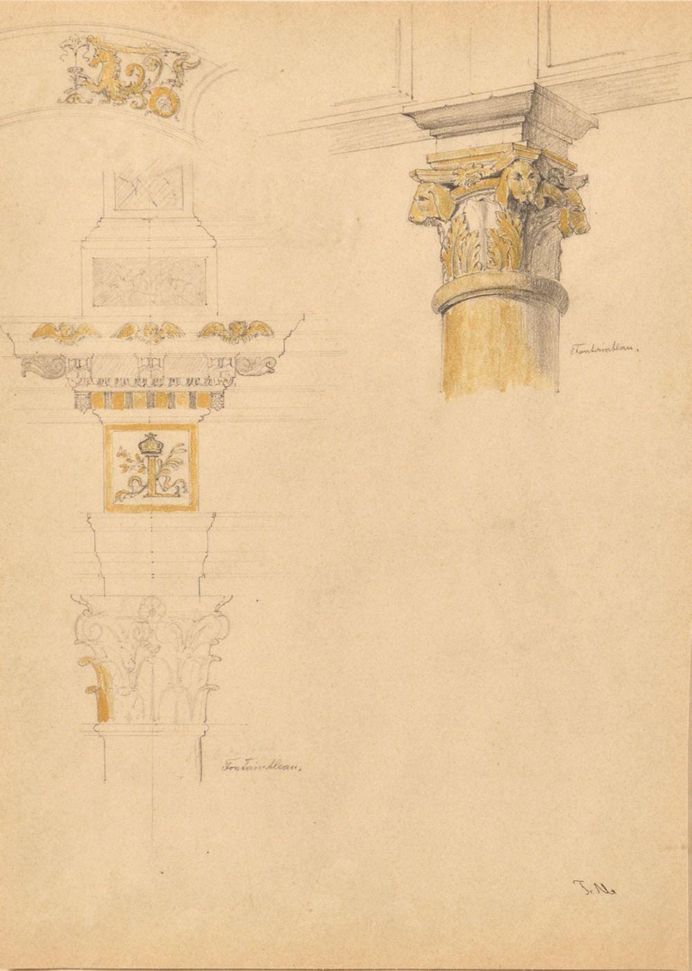 Franz (1821) Alt comparable auction result: franz alt 1821 1914 feuille d tude de d tails architecturaux de la chapelle
