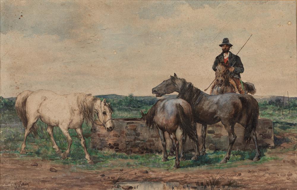 Giuseppe Gabani comparable auction result: giuseppe gabani senigallia 1846 roma 1900 horses in the roman campagna