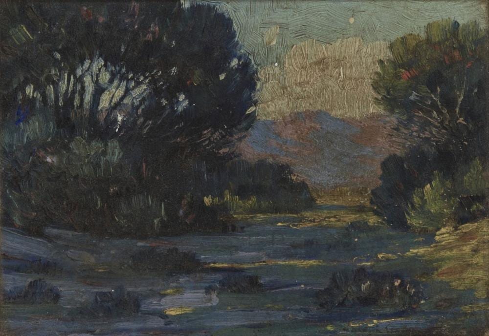 Joseph David Greenbaum comparable auction result: joseph david greenbaum wooded river landscape with mountains in the distance