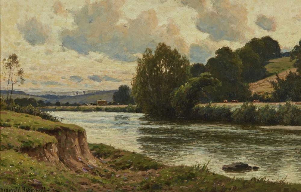 Reginald Aspinwall comparable auction result: reginald aspinwall river landscape at sunset