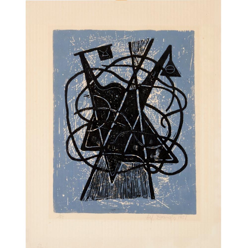 Alfonsas Dargis comparable auction result: alfonsas dargis woodblock linocut 1951