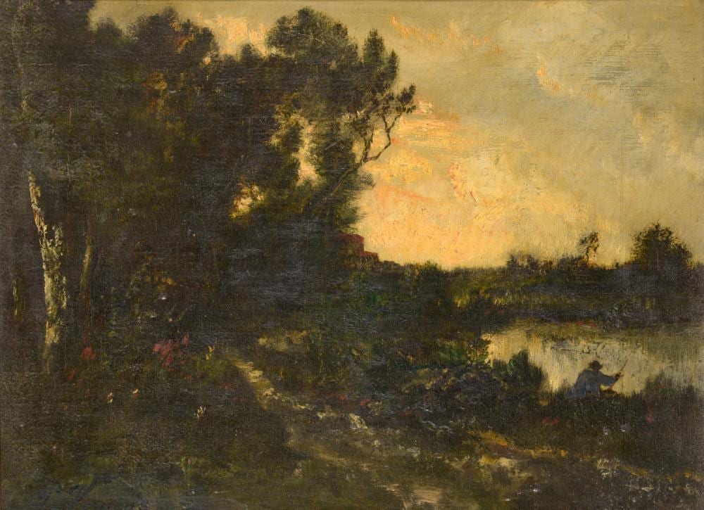 Paul Vernon comparable auction result: paul vernon 1796 1875 p cheur au bord d un lac