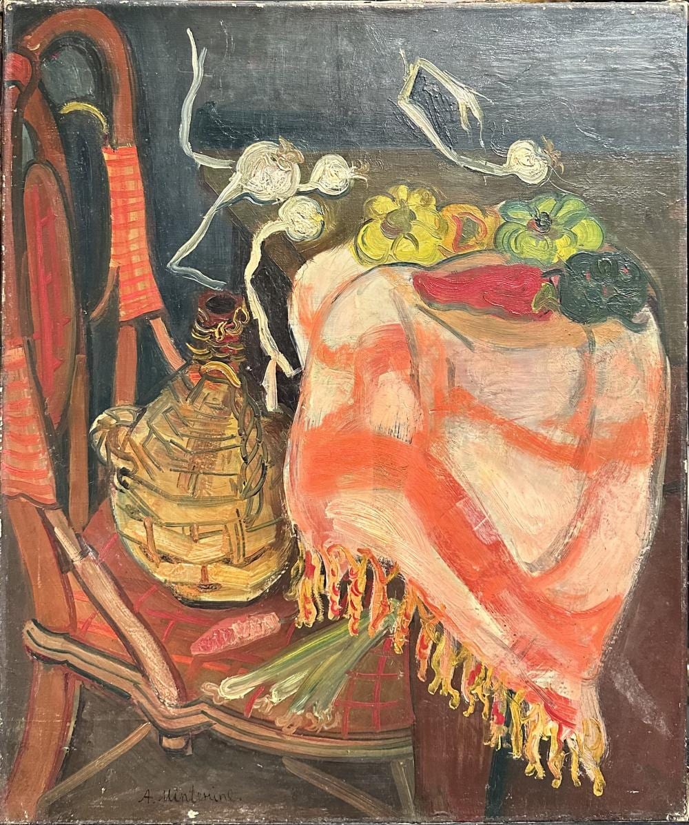 Abraham Mintchine comparable auction result: abraham mintchine 1898 1931 nature morte la chaise la dame jeanne et aux l gumes