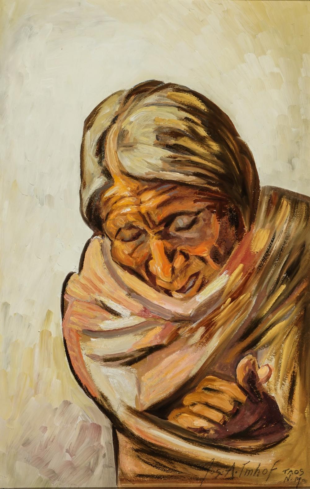 Joseph A. Imhof comparable auction result: joseph a imhof american 1871 1955 portrait of an elderly woman oil on board 22 1 2 x 14 1 2 in 57 2 x 36 8 cm