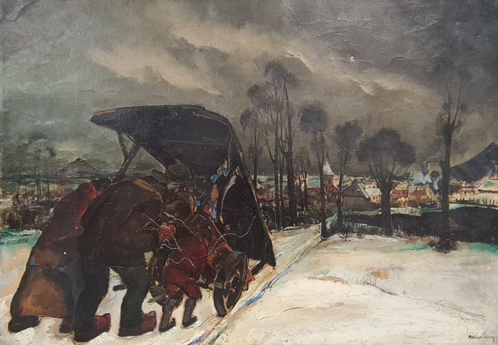 Marius Carion comparable auction result: marius carion 1898 1949 exode sous la neige huile sur toile dimensions 71 x 100 cm