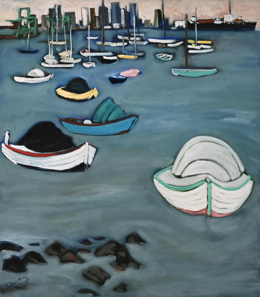 Philip Davey comparable auction result: philip davey the strand willy oil on canvas signed and titled verso signed lower left 80 x 71cm